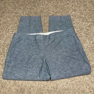 J.Crew linen blend mid‎ rise gray Capri pants 12 pockets business casual preppy